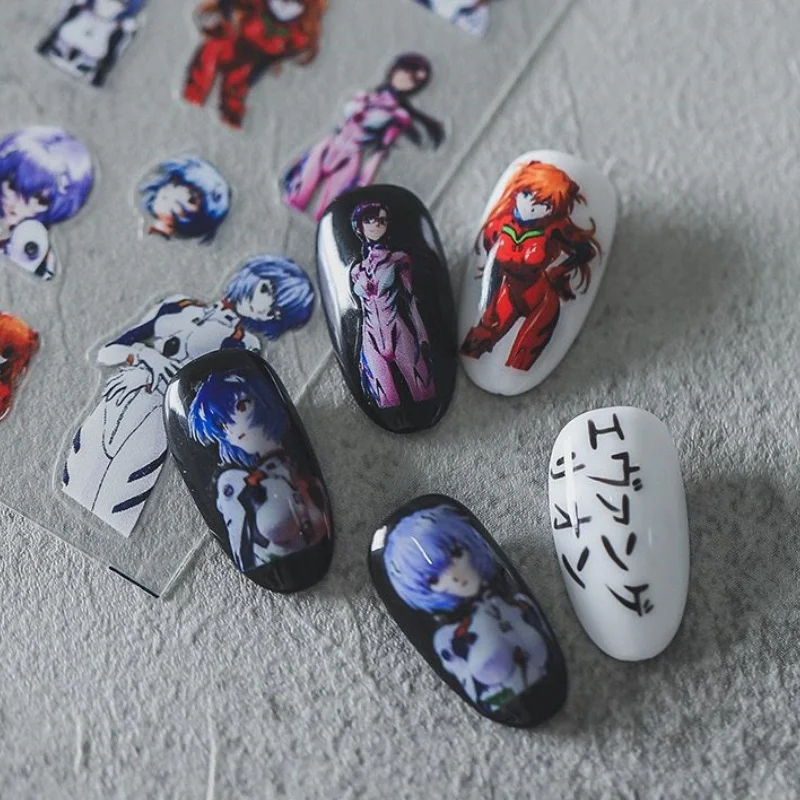 Ayanami Rei Asuka Langley Soryu Cartoon Creatieve Japanse Nail Art Stickers Gepersonaliseerde Anime Handgeschilderde Stijl Nagelstickers