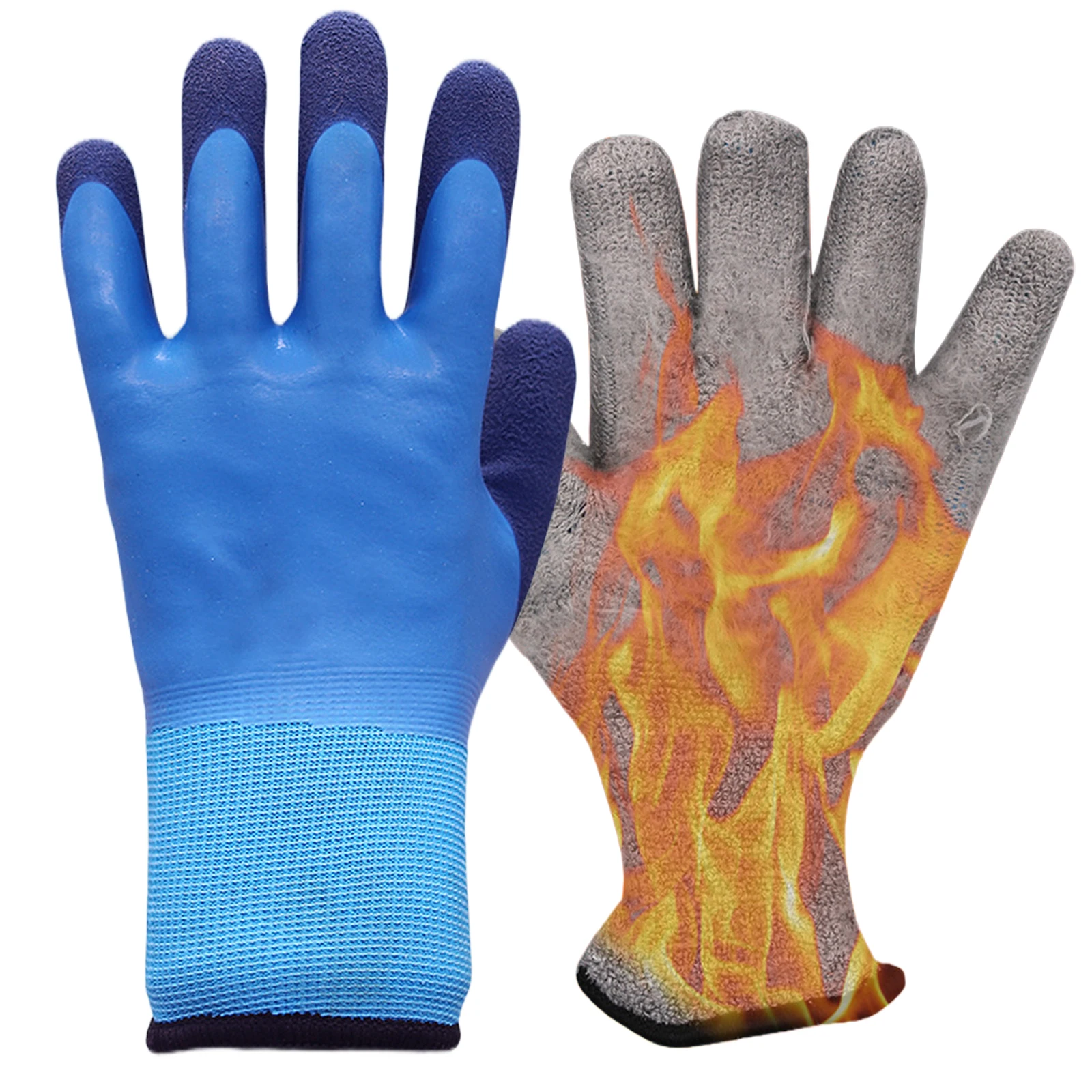 

Coldproof Full Finger Gloves Waterproof Winter Padded Rubber Glove Wear-Resist for Automobile Repair Logistics Transportation