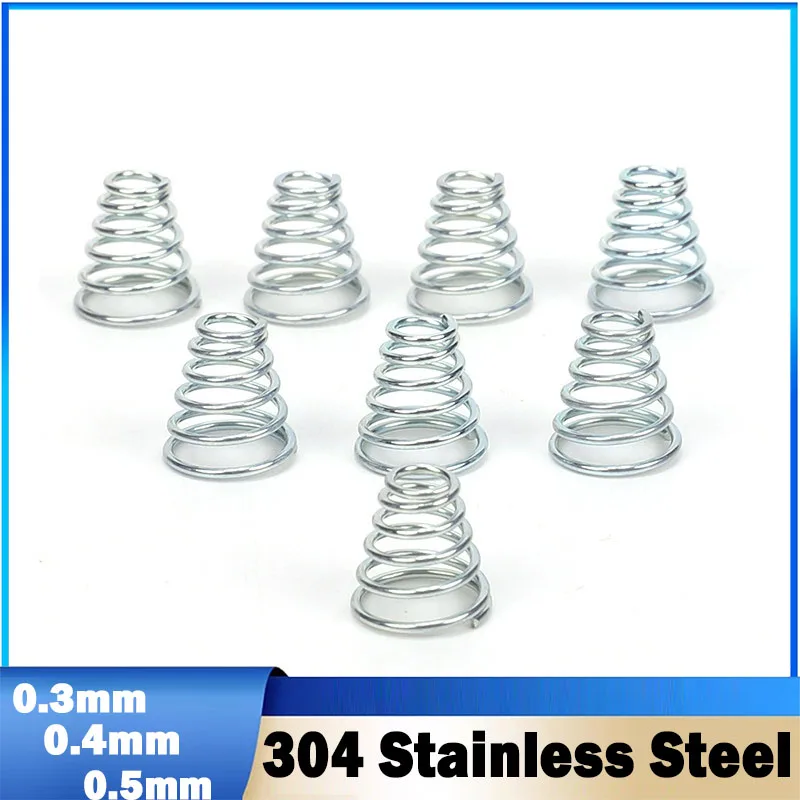 10Pcs 304 Stainless Steel Tower Springs Conical Cone Compression Spring Pressure Spring Wire Diameter 0.3mm 0.4mm 0.5mm