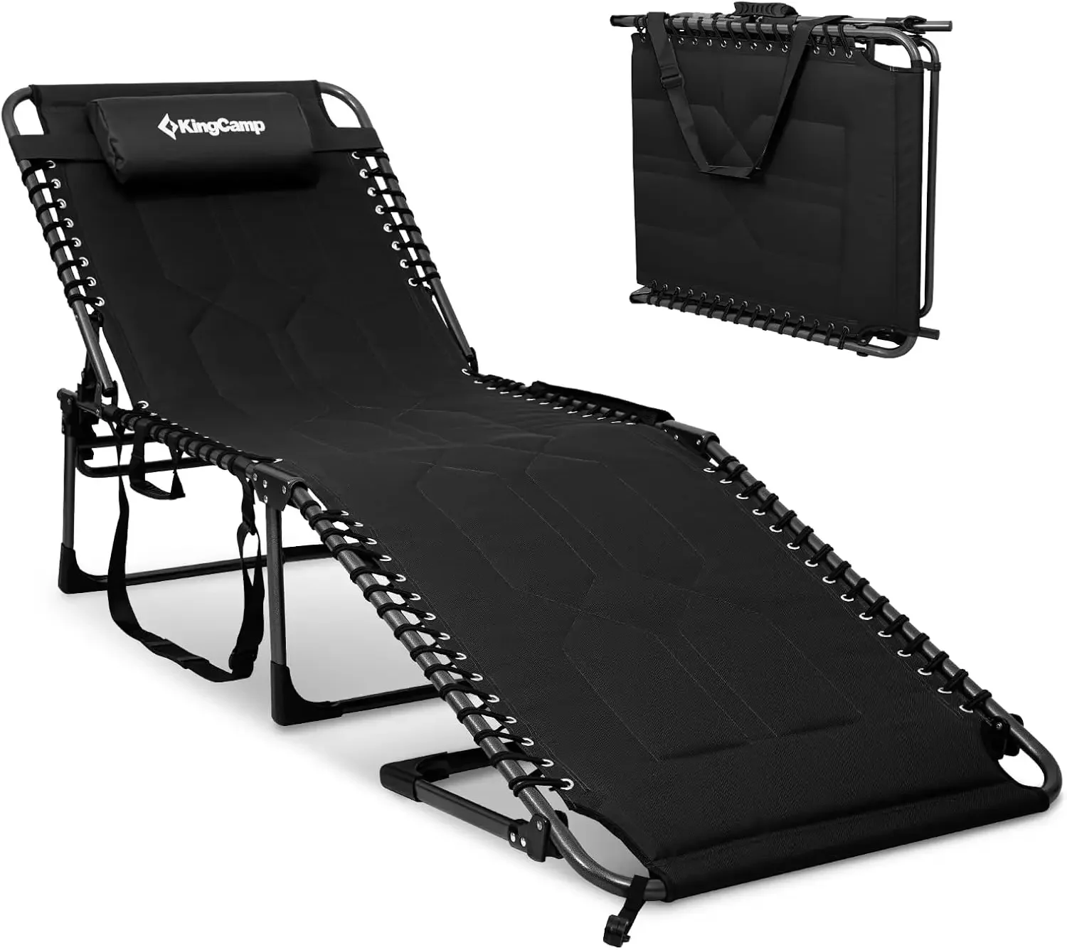 Oversized Tanning Chair, Extra-Wide Padded Folding Chase Lounge Chairs Portable Adjustable 5-Position 440lbs Heavy Duty