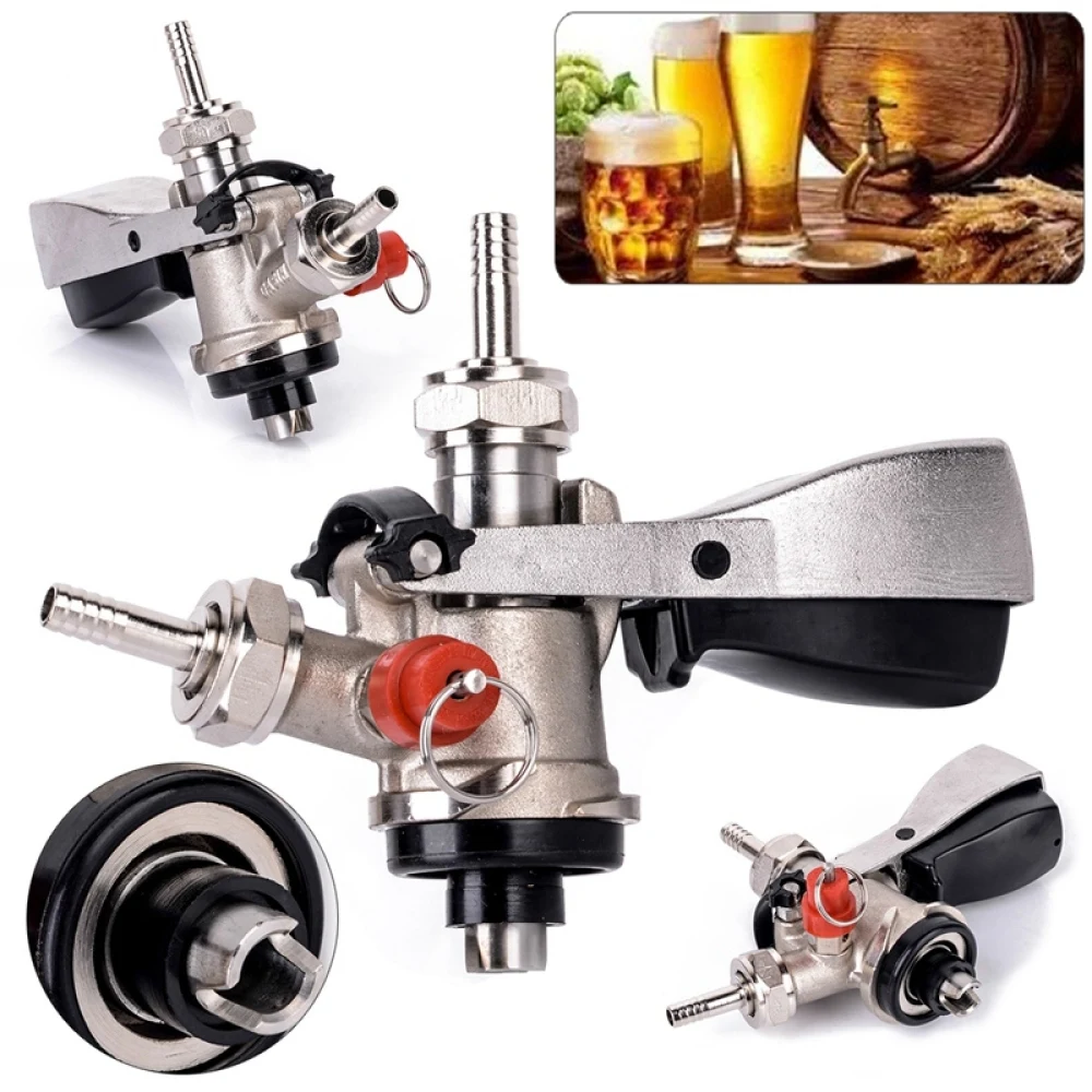 1pcs G5/8 S Type Keg Coupler Dispenser with Pressure Relief Valve 8 mm Beer Barrels, Wine Spear Home Brewing Tool Accessory