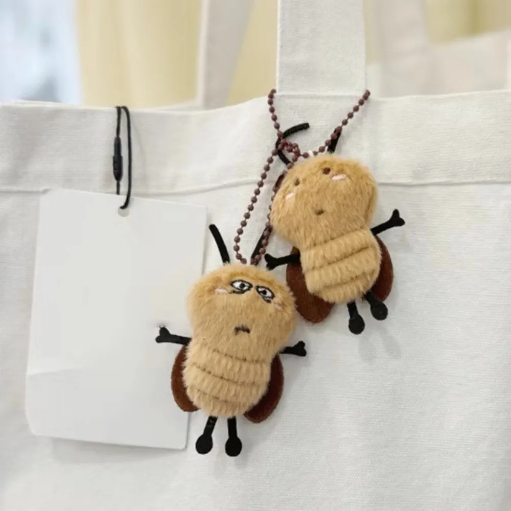 Cartoon Cockroach Plush Keychain Stuffed Animal Doll Keyring Lovely Backpack Pendant Car Key Holder Decoration Gifts