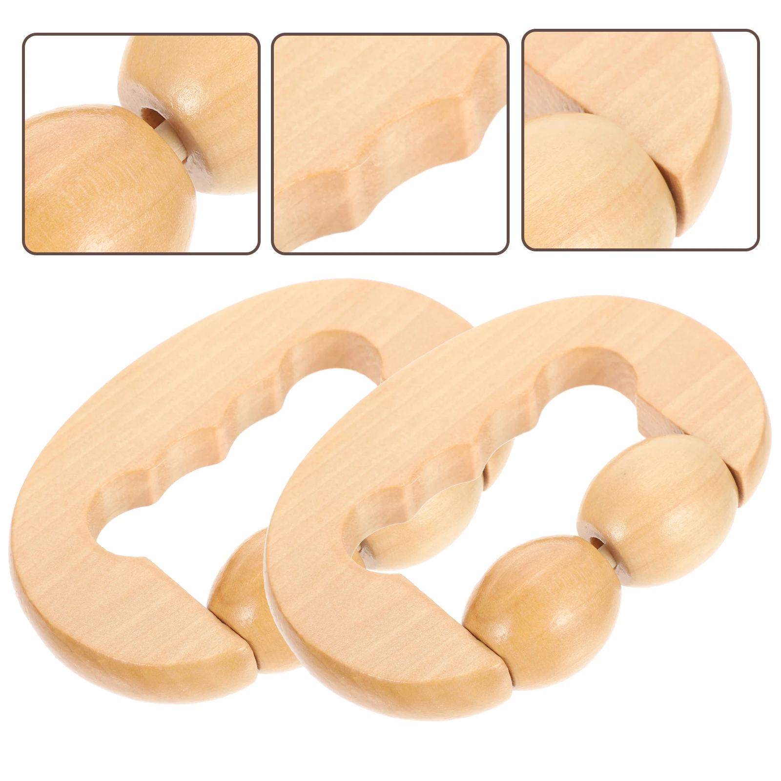 

2pcs Handheld Massager Leg Muscle Calf Back Stretching Tool Body Roller Neck Waist Shoulder Massage Tool Wood Double Roller Home