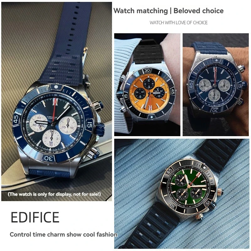 Совместимый с Breitling ремешок для часов из фторкаучука 22 мм 24 мм — ремешок премиум-класса Avenger/SuperOcean, прочный механический браслет для часов