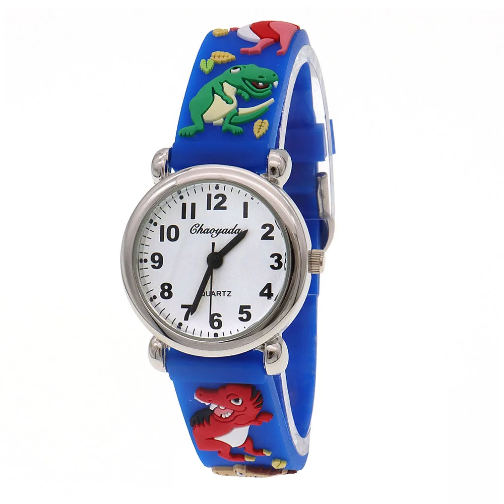 Cartoon Relógios Moda Casual Verão Meninos Girs Dinossauro Silicone Strap Quartz Relógios Crianças Presente Crianças Estudantes Relógio Digital