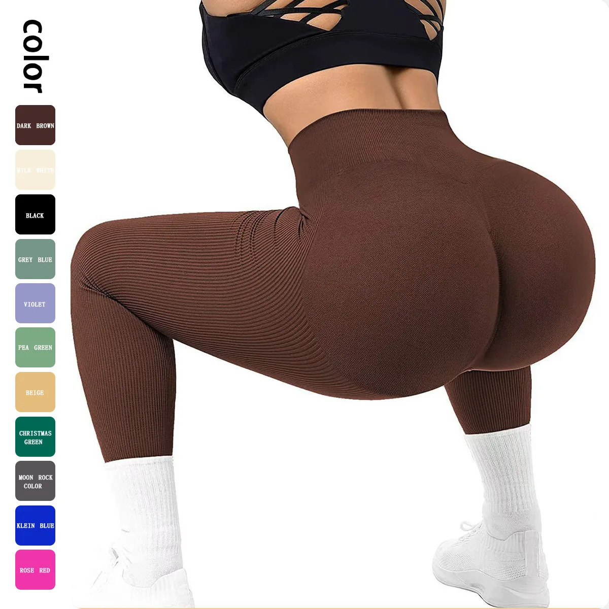 Seamless Butt Lifting Yoga Pants for Women High Waisted Tummy Control Workout Leggings Naked Sensation Gym Tights for Running