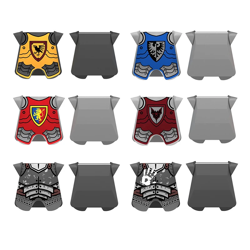MOC Medieval Military Castle Knight Army Infantry Shield Armour Accessories Building Blocks Warrior Cloak Flag Sword Brick Toy