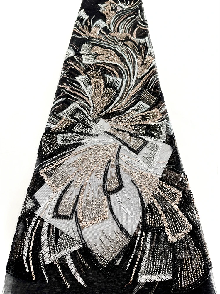 Новейшие нигерийские кружевные ткани, модные женские африканские тюлевые кружевные роскошные кружевные ткани с блестками и бисером для свадебных платьев