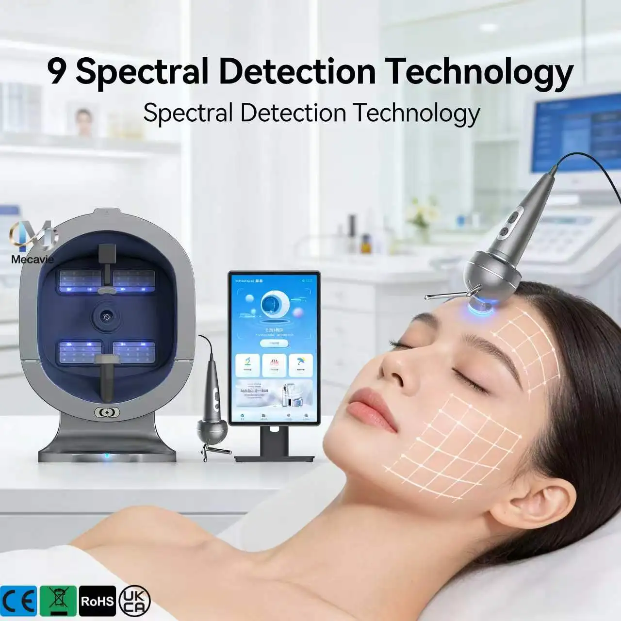 

2026 Newest Professional 3D Facial Skin Analyzer Machine Skin Analyzer Facial Machine 9 Light Spectrum Skin Analysis Scanner
