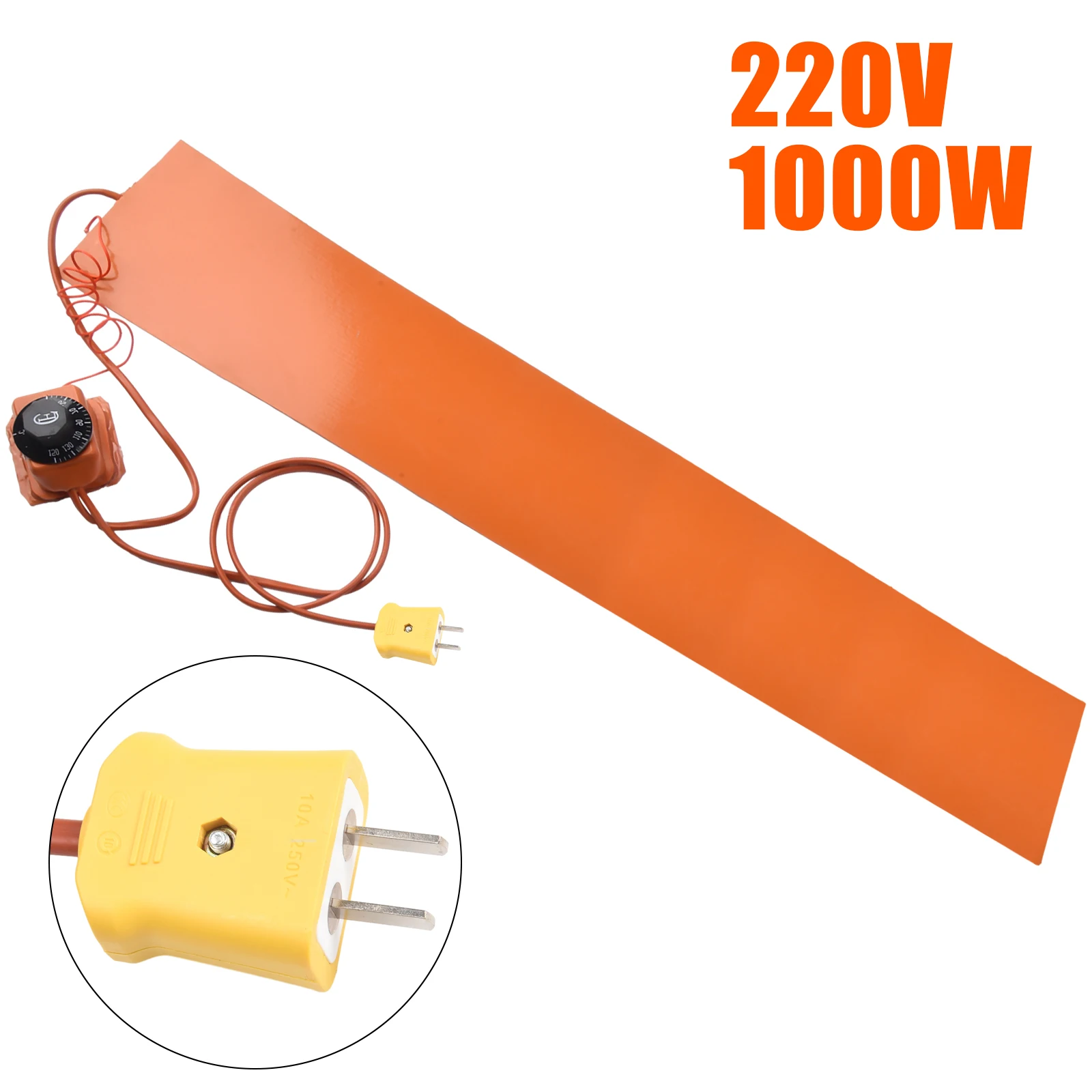 

Mat Heating Pad Side Bending Thermal 110V/220V 1200W 200cm Cable Heater Orange Silicone With Controller Device