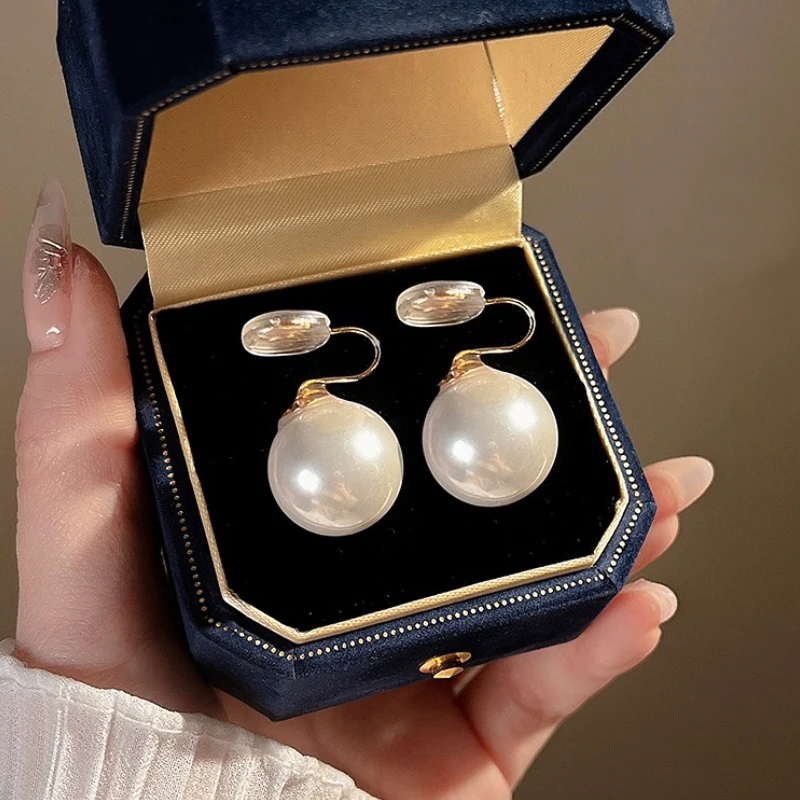 Koreanische elegante weiße Perle Clip Ohrringe für Frauen exquisite einfache Imitation Perle runde Ohr stecker Hochzeits feier Schmuck