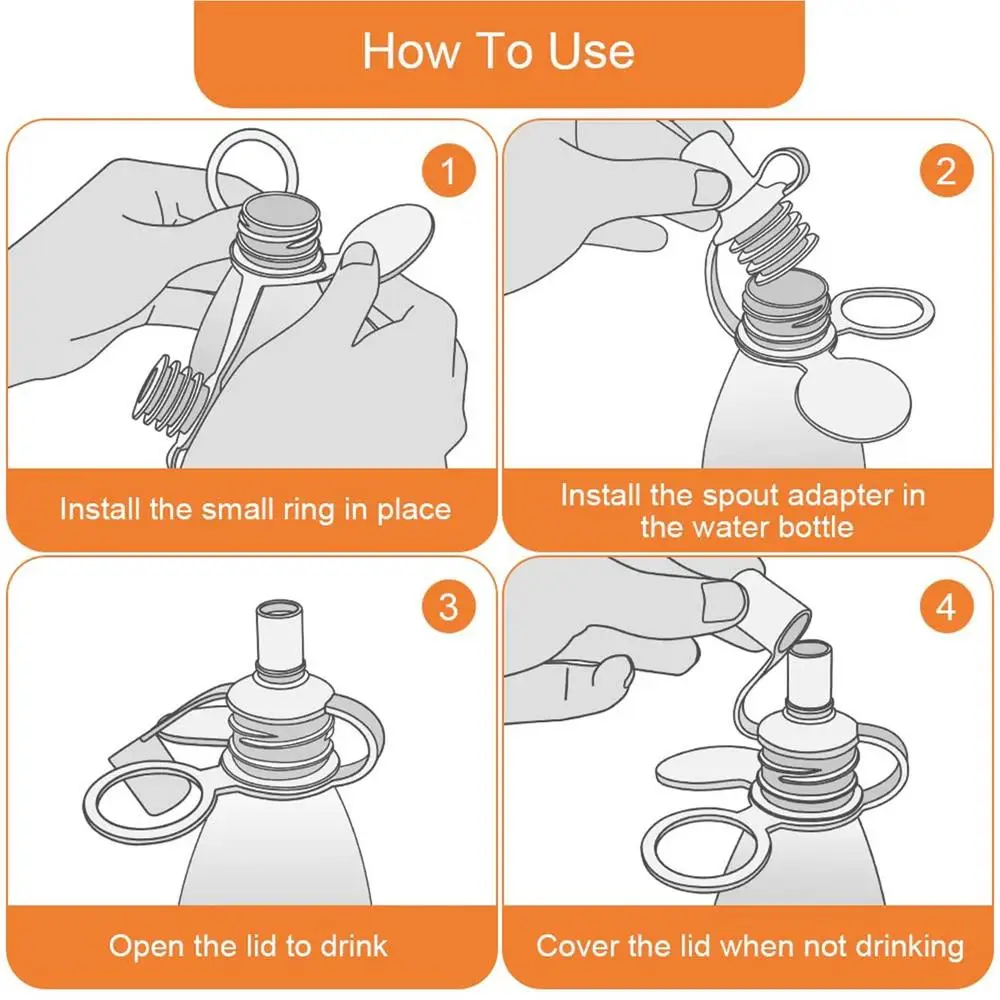 Adaptador de boquilla de botella de agua para bebé, botella de agua de silicona sin derrames, bolsa de comida, Tops de botella de agua, tapa