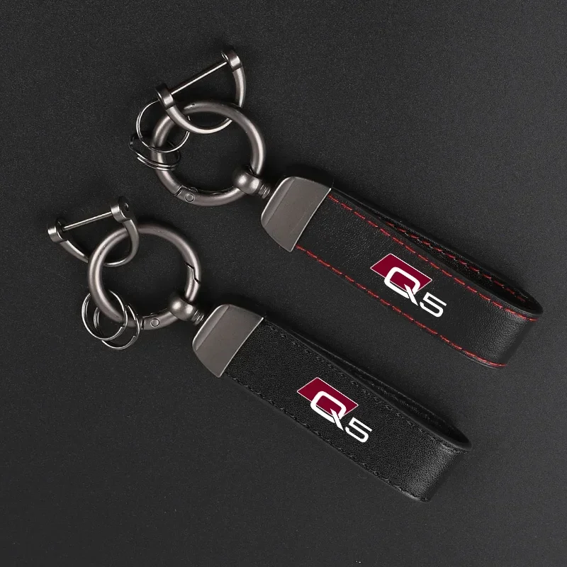 Deluxe Leather Keychain with Car Badge Keychain Pendant For AUDI Q5
