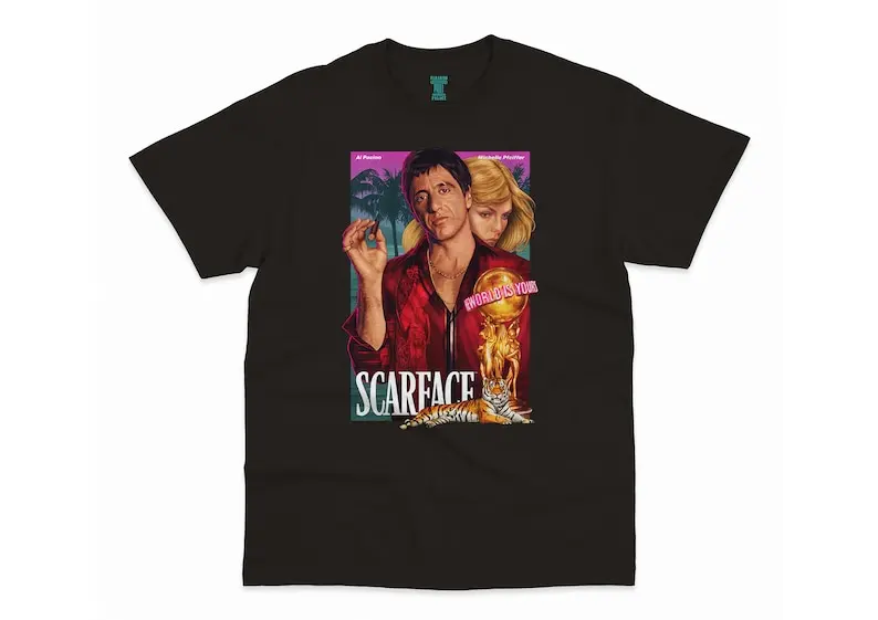 Scarface, Tony Montana, Brian De Palma, Al Pacino, 1983 - HQ Movie Print T-Shirt, Heavyweight Unisex Crewneck