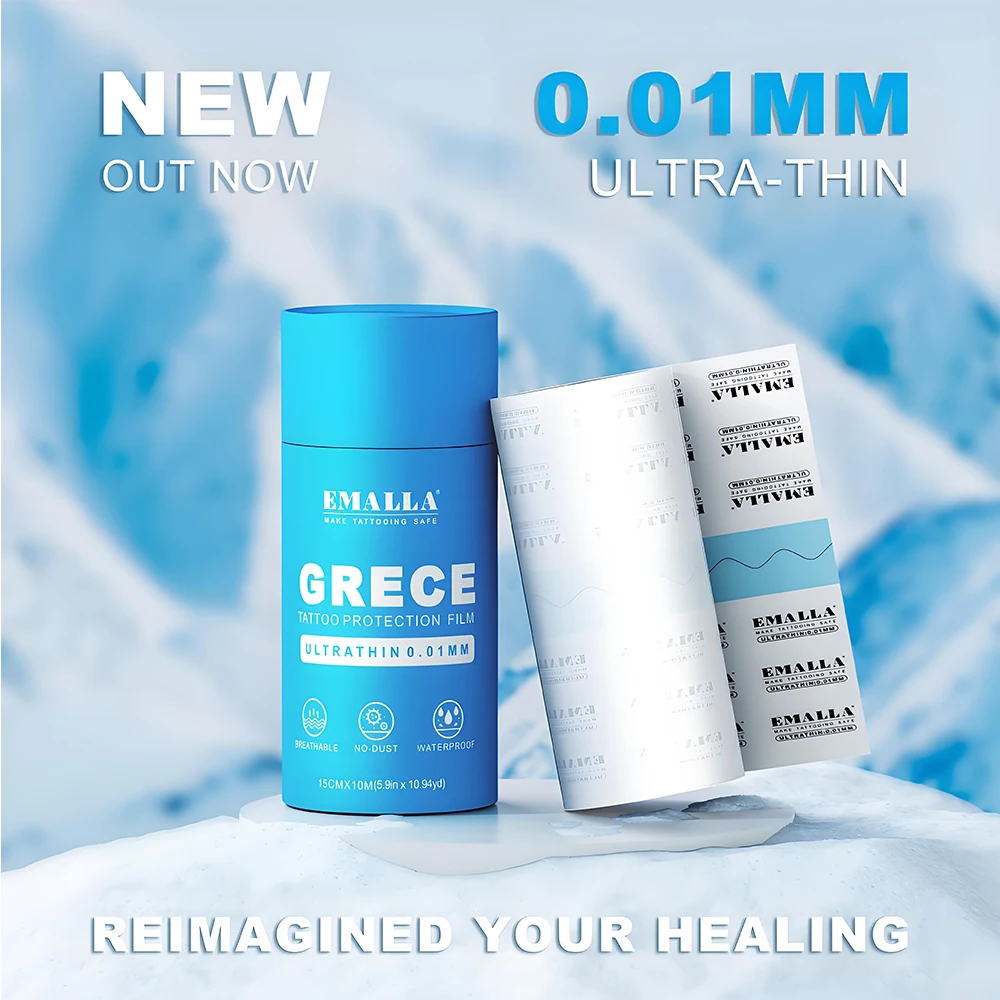 EMALLA GRECE Professional Tattoo Aftercare Film Waterproof Protective Skin Healing PU Tape Tattoo Adhesive Repairing Bandages