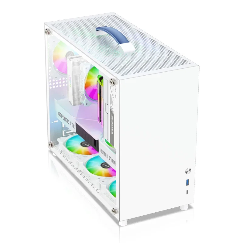 

'Portable M-ATX PC Gaming Case Computer Chassis Pc Case with Tempered Glass Side Panel PC CPU Cabinet Desktop Computer Case