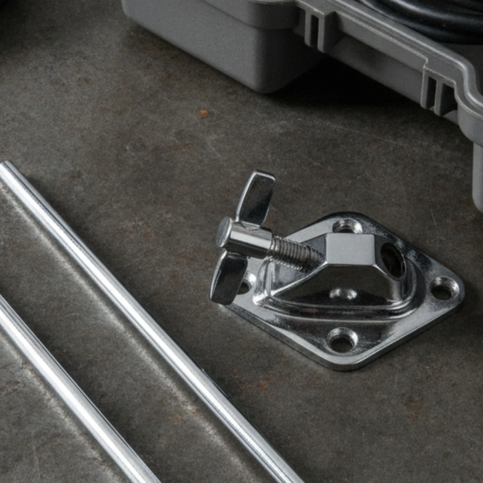 2 Pieces Metal Drum Leg with Rubber Foot Adjustable Chrome Drum Leg with Mounting Base Percussion Accessories Sturdy Heavy Duty