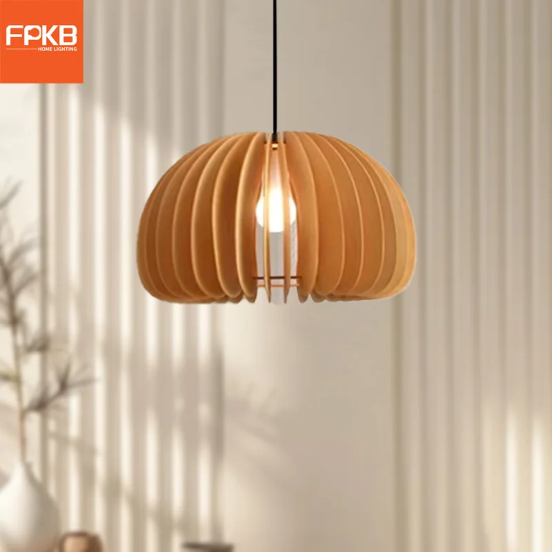 

Люстра для ресторана из цельного дерева, скандинавский бесшумный ветровой светильник для спальни, японская тыква, ресторан, интернет-освещение знаменитостей