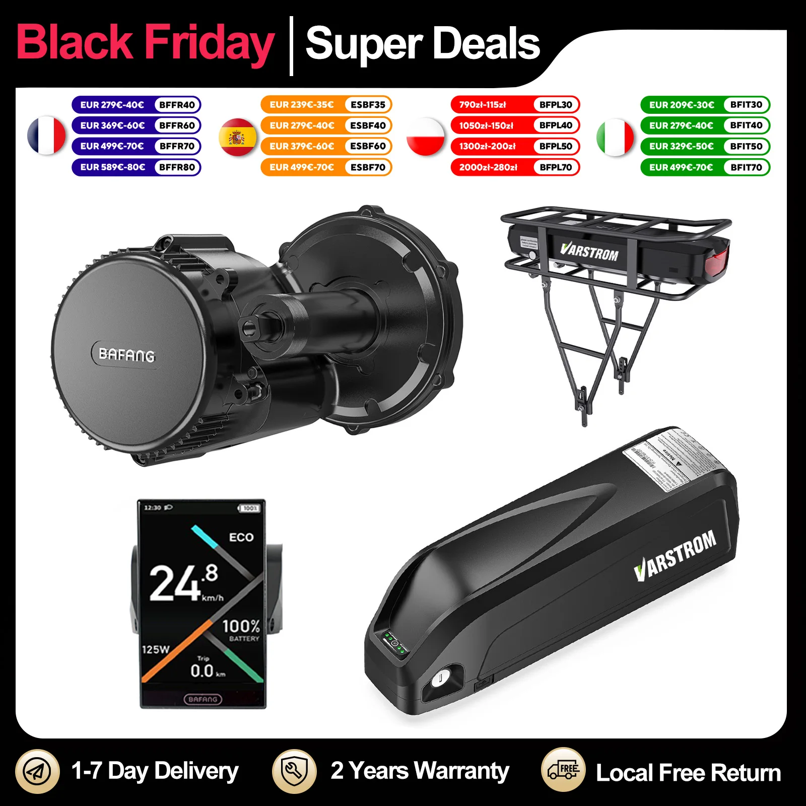 BAFANG 48V batterie 750W 500W 250W moteur d'entraînement central Conversion de vélo électrique BBS02 BBSHD avec Kit Dlsplay, moteur de vélo électrique 68-73M