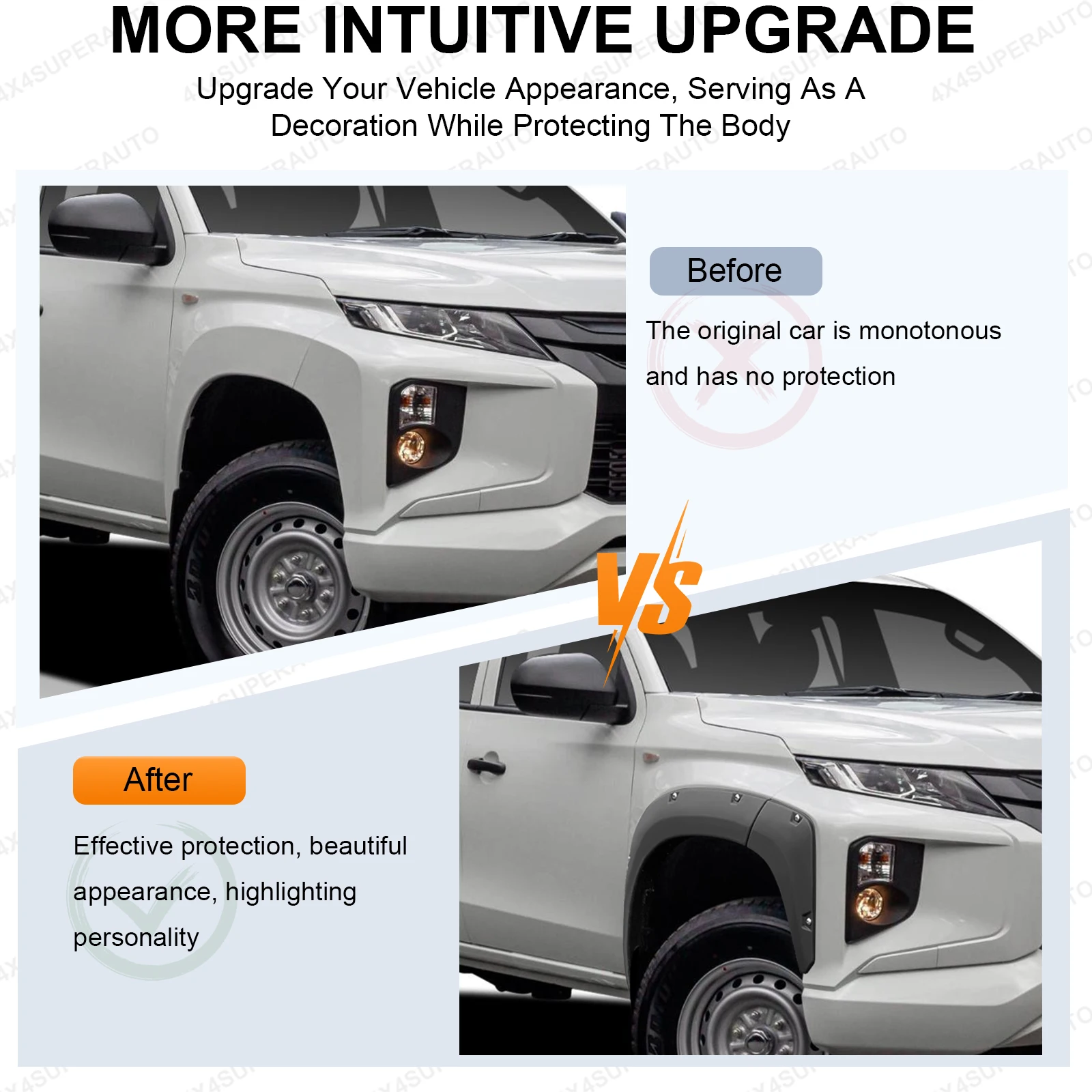 Rivet Style Fender Flares for Mitsubishi Triton L200 2019 2020 2021 2022 2023 Wheel Arches Kits Matte Black 4X4 Car Accessories