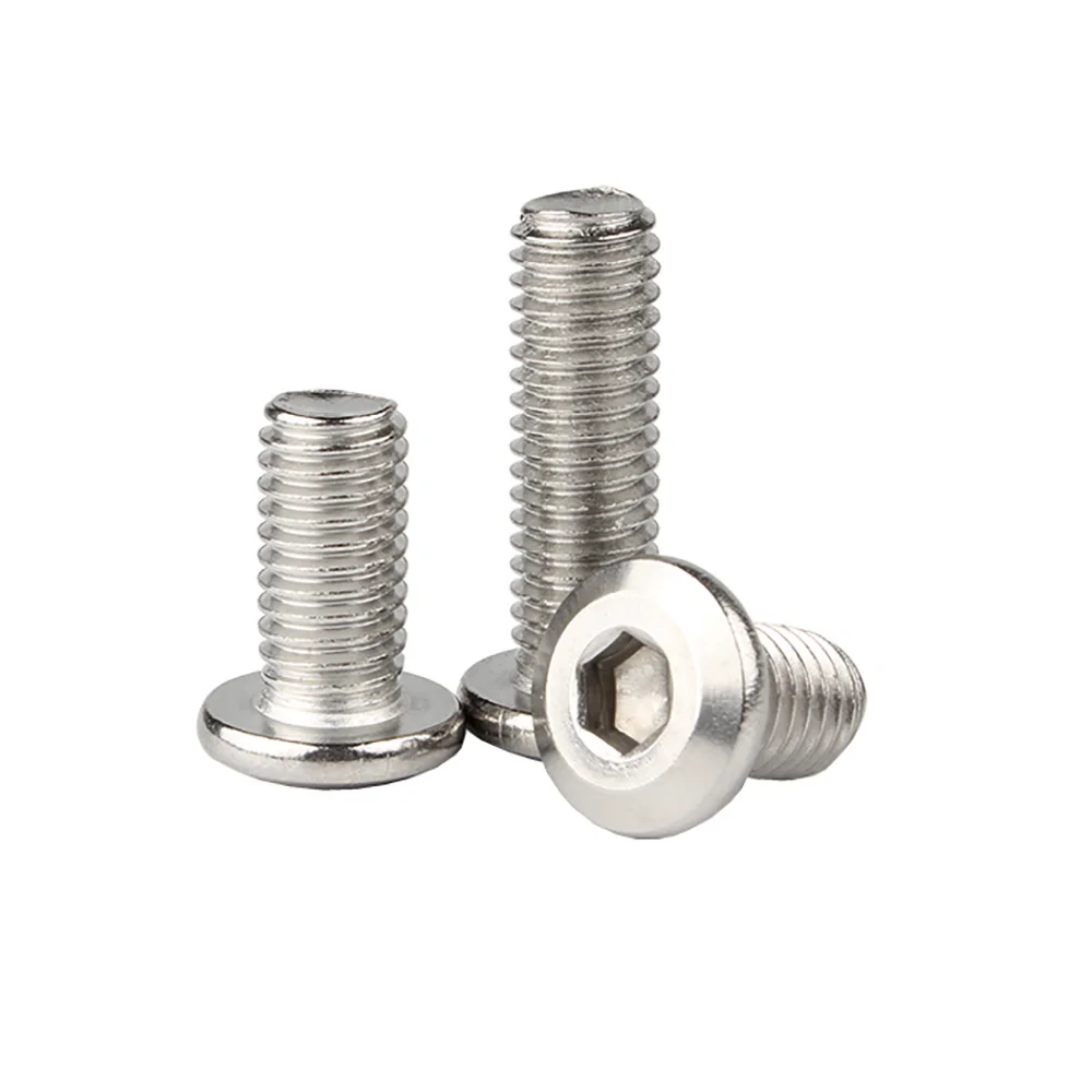 M6-M10 Super Thin Wafer Head Hex Socket Fasteners 304 Stainless Steel Large Flat Round Head Low Clearance Machine Assembly Bolts