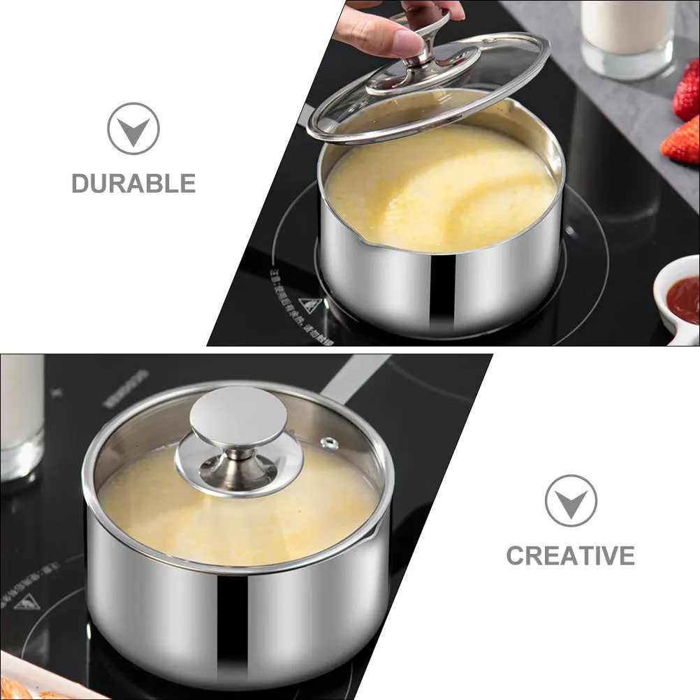

Stainless Steel Milk Pot 1.5L Deep Soup Cooking Pan Ergonomic Handle Dishwasher Safe for Stovetop Food Oatmeal Boiling Soup
