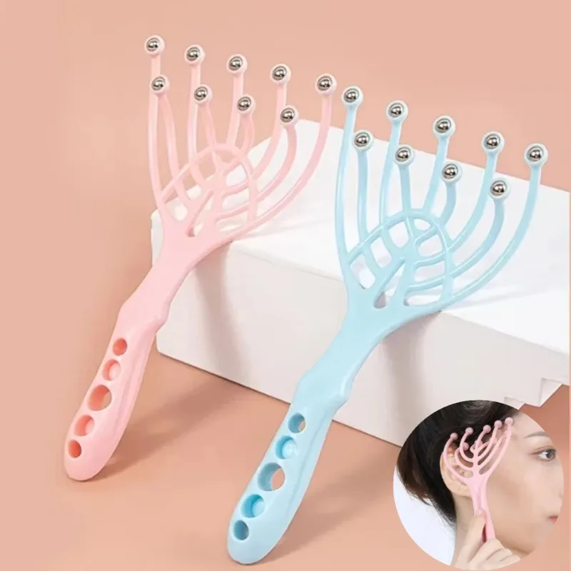 Head Massager Scalp Neck Comb Roller -Steel Ball Handheld Relax Spa Hair Care Tool for Hair Stress Relief