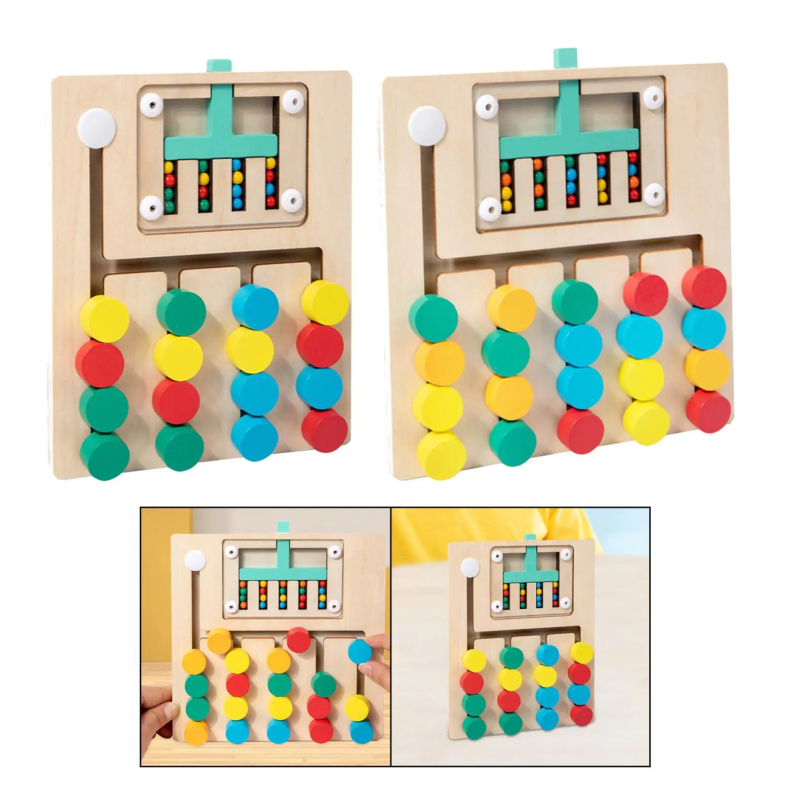 Color Matching Slide Puzzle Toy Wooden Toys Fine Motor Skill Activities Early Educational Logical Game for Gift Boys and Girls