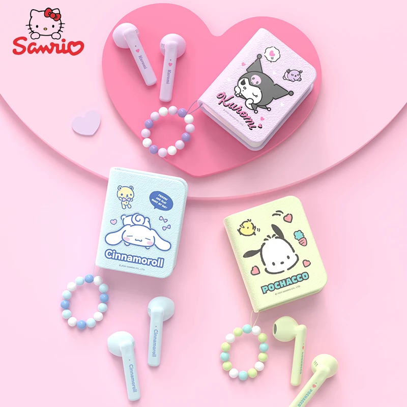 Sanrio náramek Bluetooth náhlavní kawaii cinnamoroll má melodie kreslený vzít si bezdrátový sluchátka kuromi hudba hra sluchátko dárky