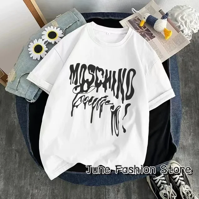 2024 New Summer Women Cotton T-Shirt Fashion Brand Clothing Girls Luxury Letter Graphic Tops Tees Female Casual Streetwear