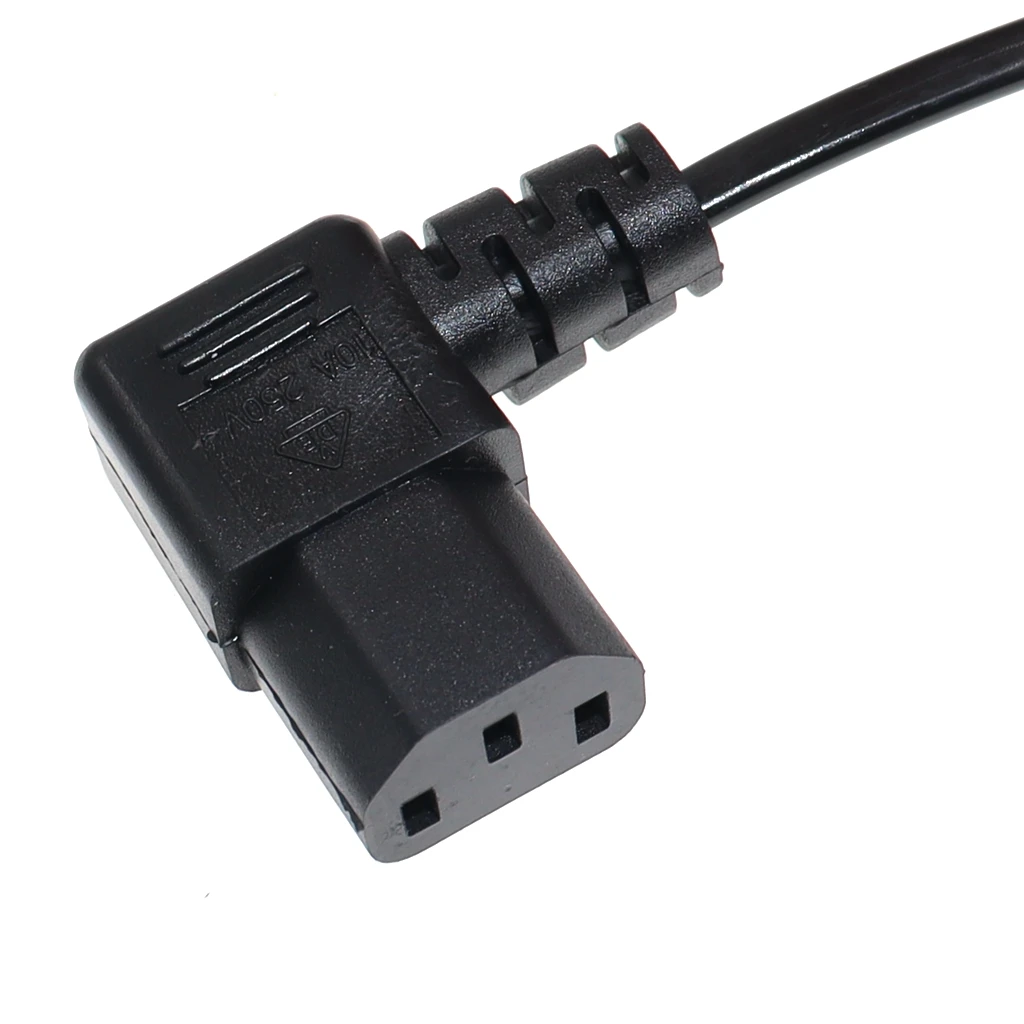 US 2 Prong Retractable Power Cord, US NEMA 1-15P To Right Angeled IEC60320 C13 Ultra Short Extension Lead Cable 10A