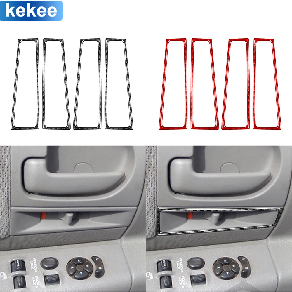 

For Dodge Dakota 2001 2002 2003 2004 Door Handle Armrest Frame Trim Real Carbon Fiber Sticker Car Interior Moulding Accessories