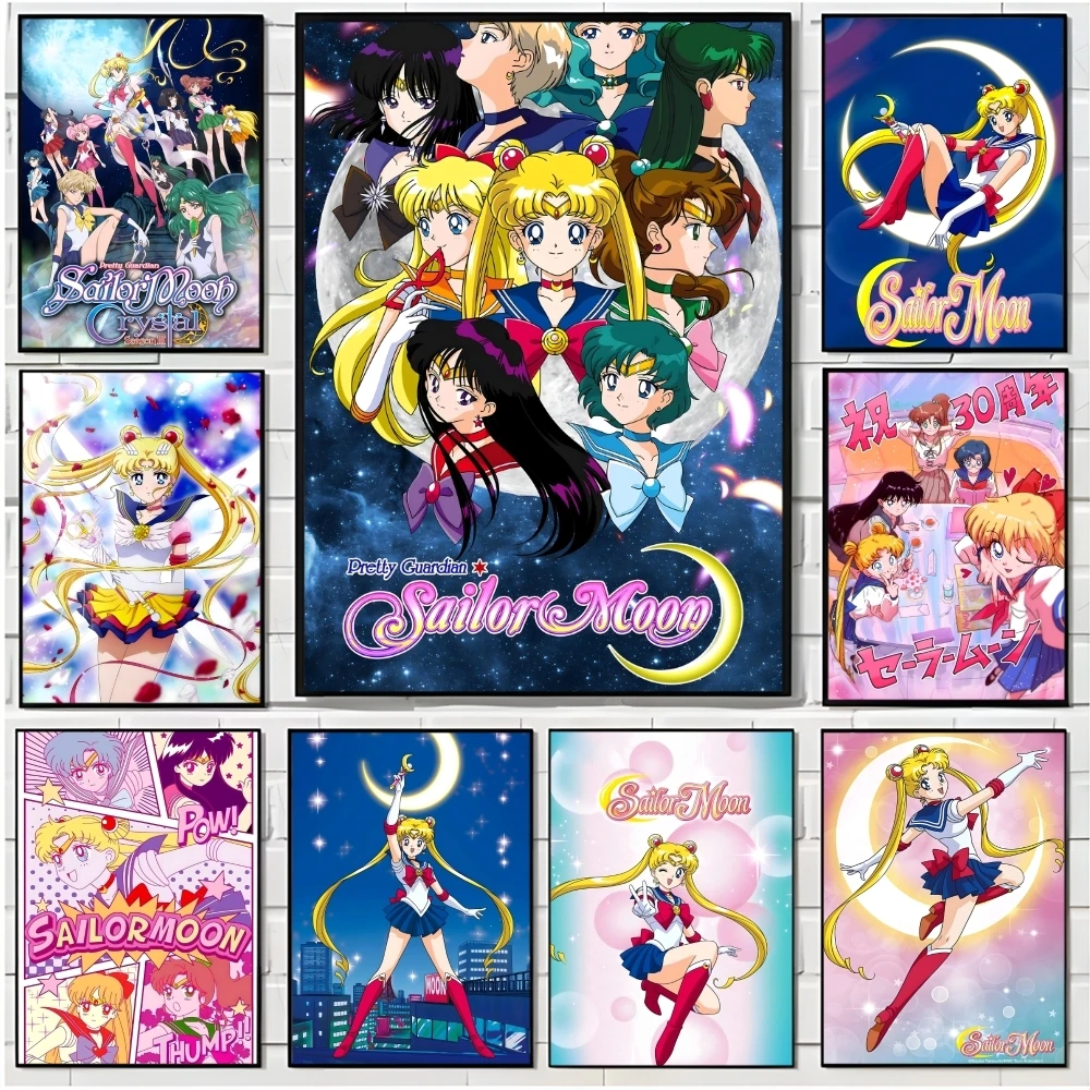 Anime S-Sailor Moon Poster Decorative Wall Art Stickers Mural Photo Print for Home Living Room Hallway Decor