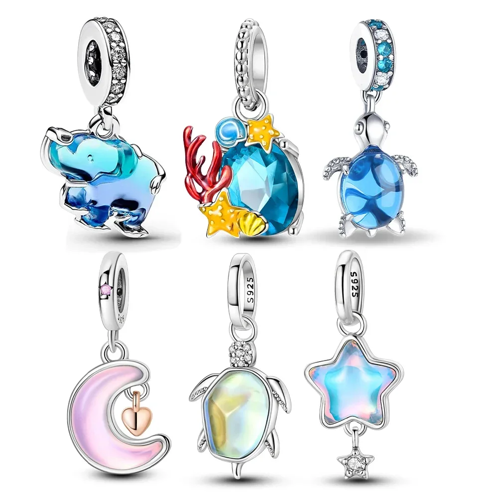 

Sterling Silver 925 Pendant Marine Life Fantasy Aurora Star Fit Original Bracelet Women's Jewelry Making Gift