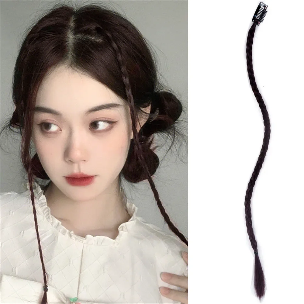 Y2K المرأة التقلبات شعر مستعار جديلة فتاة موضة شعر مستعار جديلة العجين المقلي جديلة Traceless غير مرئية BB كليب الملاكمة جديلة #2