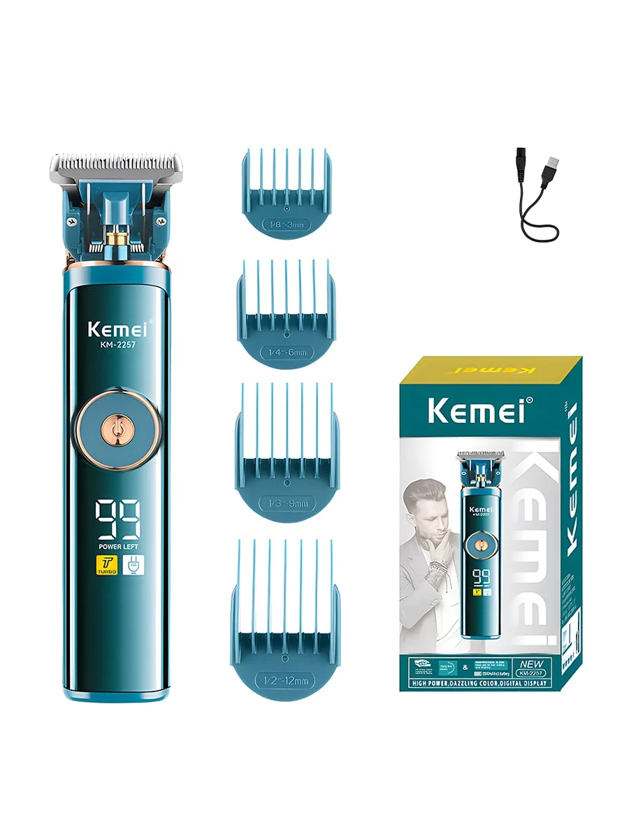 

Kemei Men Hair Trimmer Clippers Km-2257 Waterproof Rechargeable Hair Cutting Machine Lcd Bald Headed Hair Trimmer