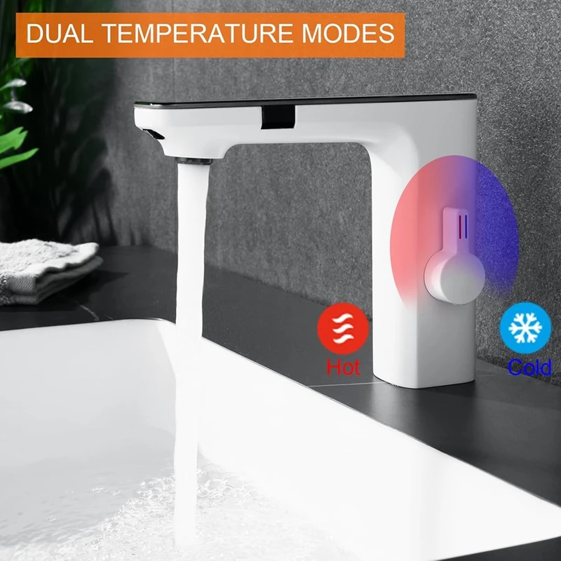 Smart Sensors Bathroom Faucets Bathroom Sink Faucets With Temperature Digital Display Basin Faucet Waterfall Faucet