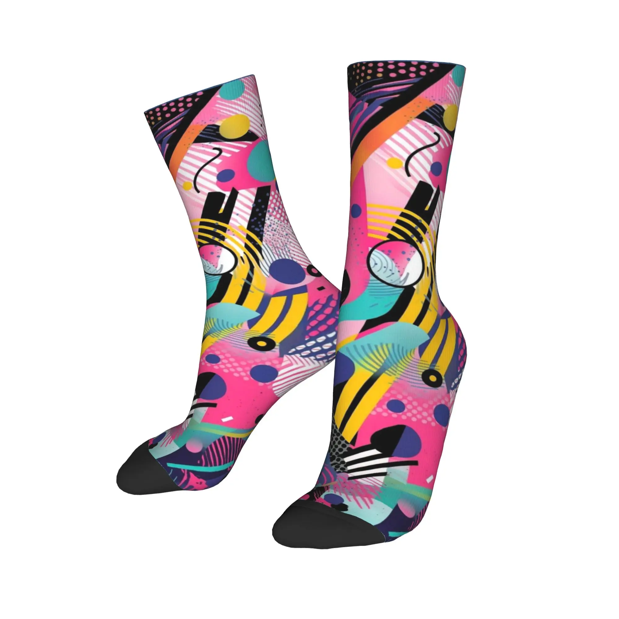 Abstract Graffiti Print Socks  Graphic Stockings Anti Skid Men Socks Breathable Winter Fashion Cycling Socks