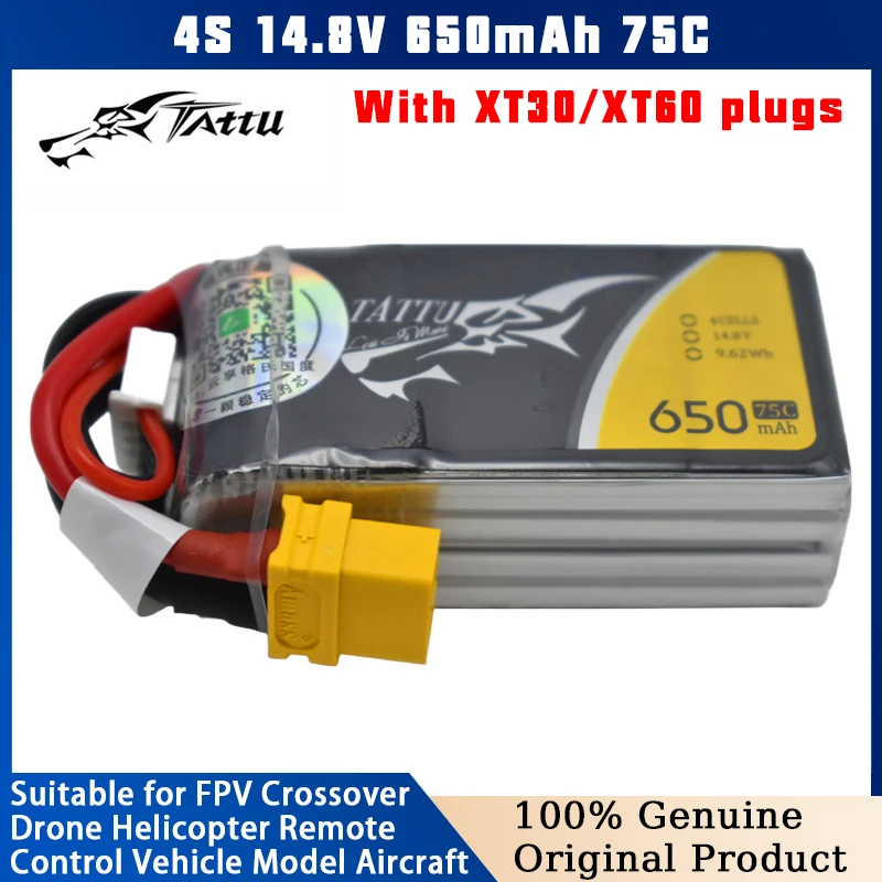 Tattu TATTU Battery 4S 14.8V 650mAh 75C Lipo Battery Suitable