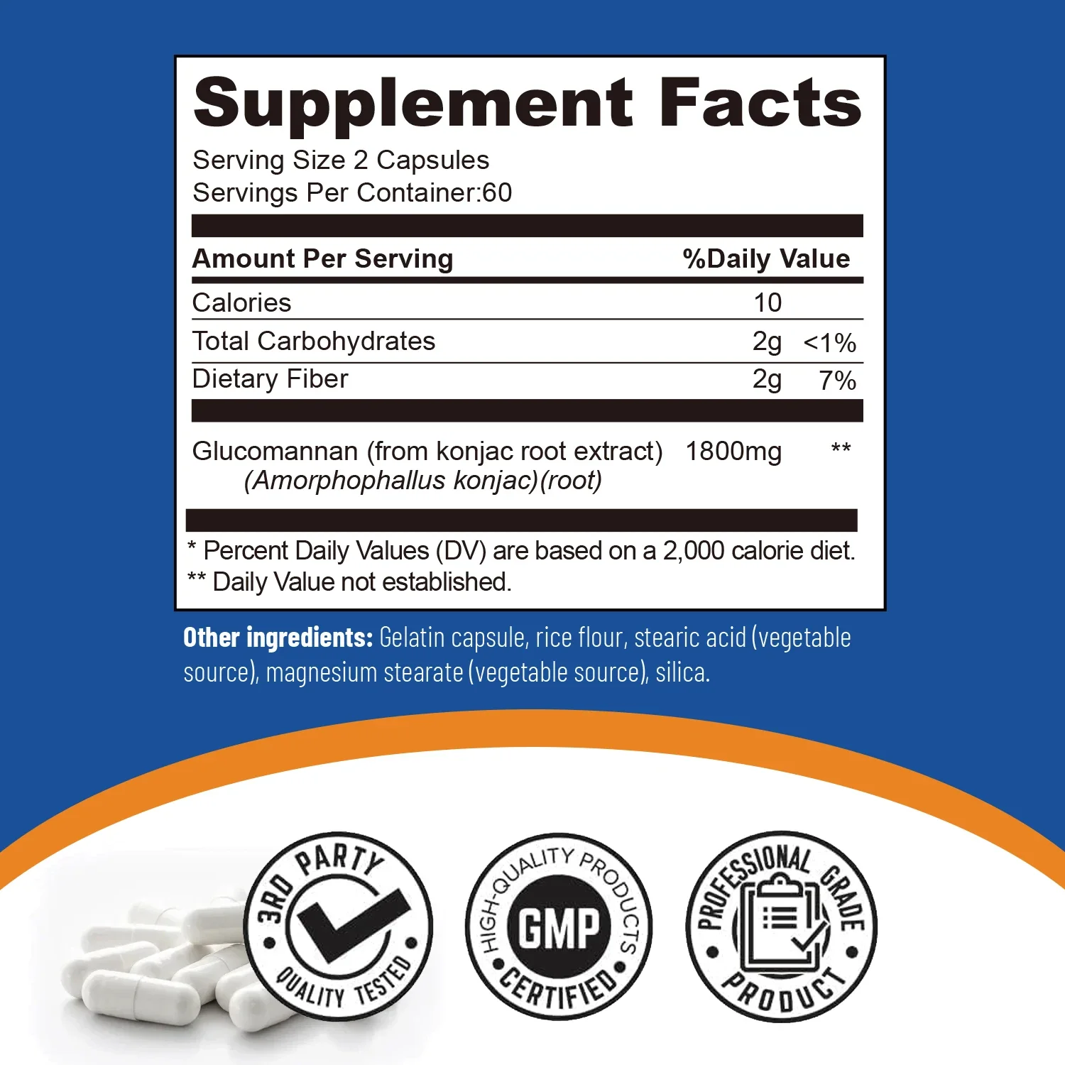 Glucomannan 1800mg - Natural Fiber Source, Energy Management