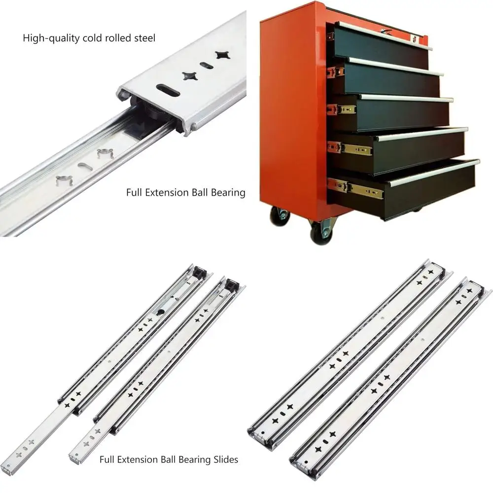 

Stainless Steel 36 Heavy-Duty Drawer Slides, Pair, 260 lbs Capacity, Full Extension, Side Mount for Cabinets & Furniture