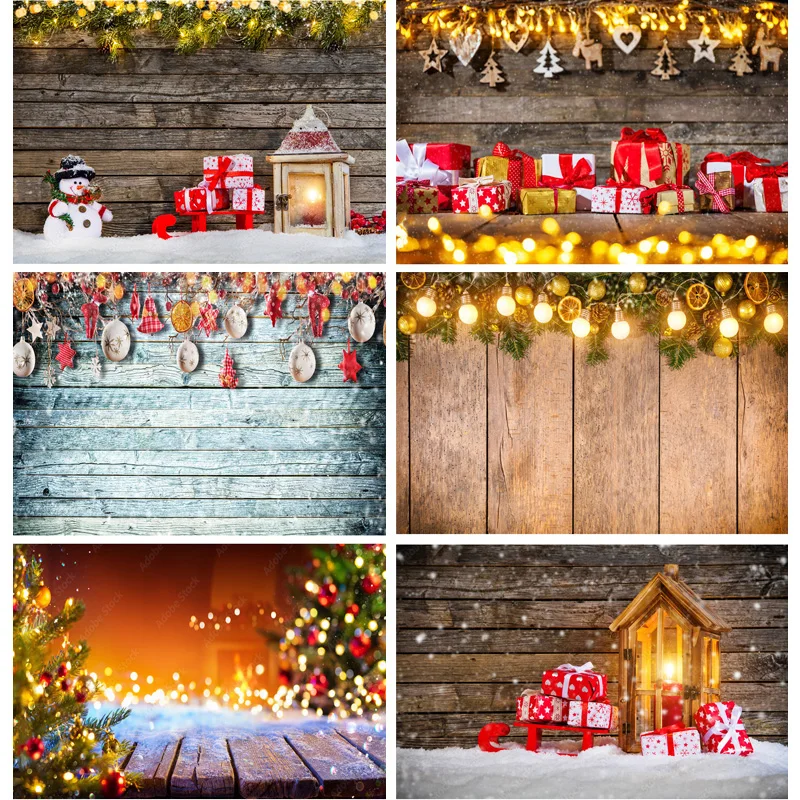 

SHUOZHIKE Christmas Wooden Planks Theme Photography Background Snowman Portrait Backdrops For Photo Studio Props 211220 SDMB-04