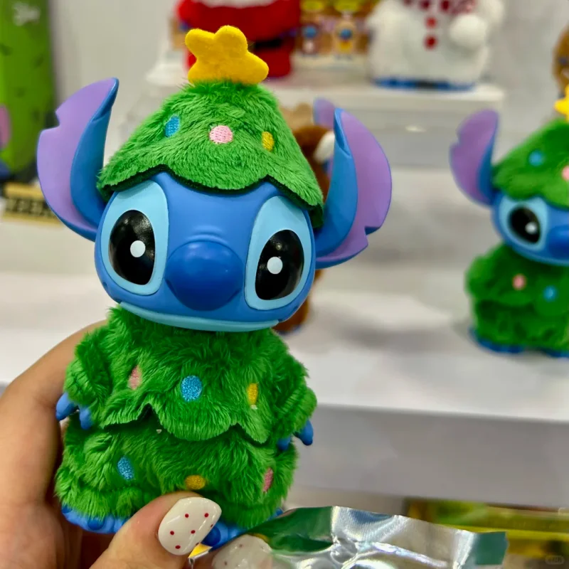 

Новый оригинальный Рождественский милый костюм Disney Stitch, фигурка серии, слепая коробка, коллекционные куклы Kawaii, модные игрушки, рождественские подарки