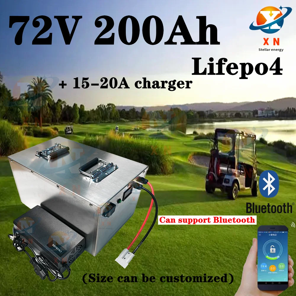 72V 80Ah 100Ah 120Ah 150Ah 200Ah Lifepo4 battery pack bluetooth BMS APP for 5000W 8000W Van Golf cart Motorcycle Minicar