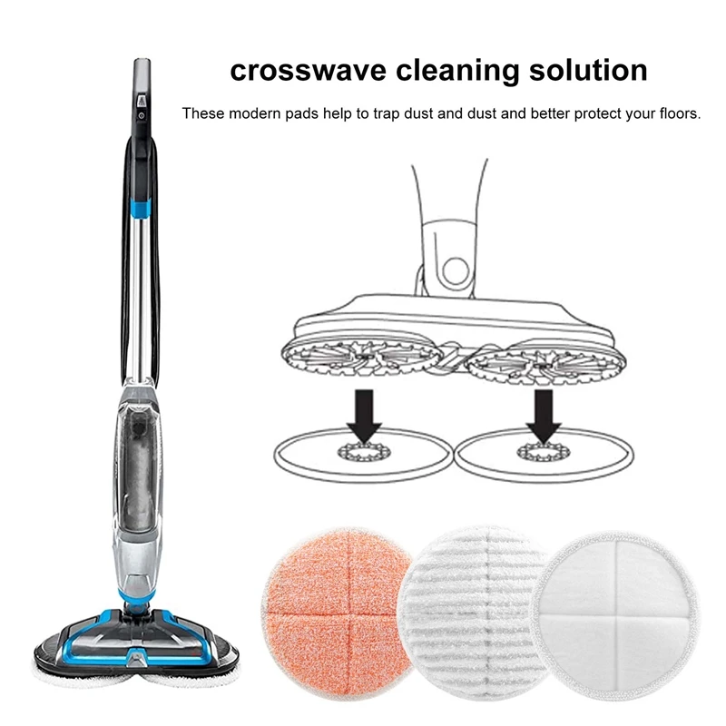 Set di ricambio per cuscinetti per scopa a vapore per Bissell Spinwave 2039A 2124: 4 cuscinetti per Scrub pesanti, 2 cuscinetti morbidi, 2 Scrubby