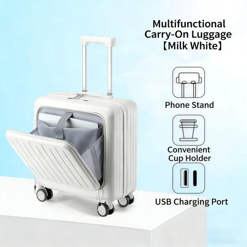 

2026 New Suitcase Lightweight Carry On 20 Inch ABS Hardcase Side Open Design Compact Travel Bag For Weekend Trip Spinner Wheels