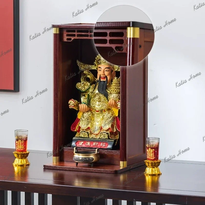 Buddhist Statue Altar Cabinet Guanyin Form Wall Hanging Altar Cabinet Depicting Wealth Home Furniture Arredo
