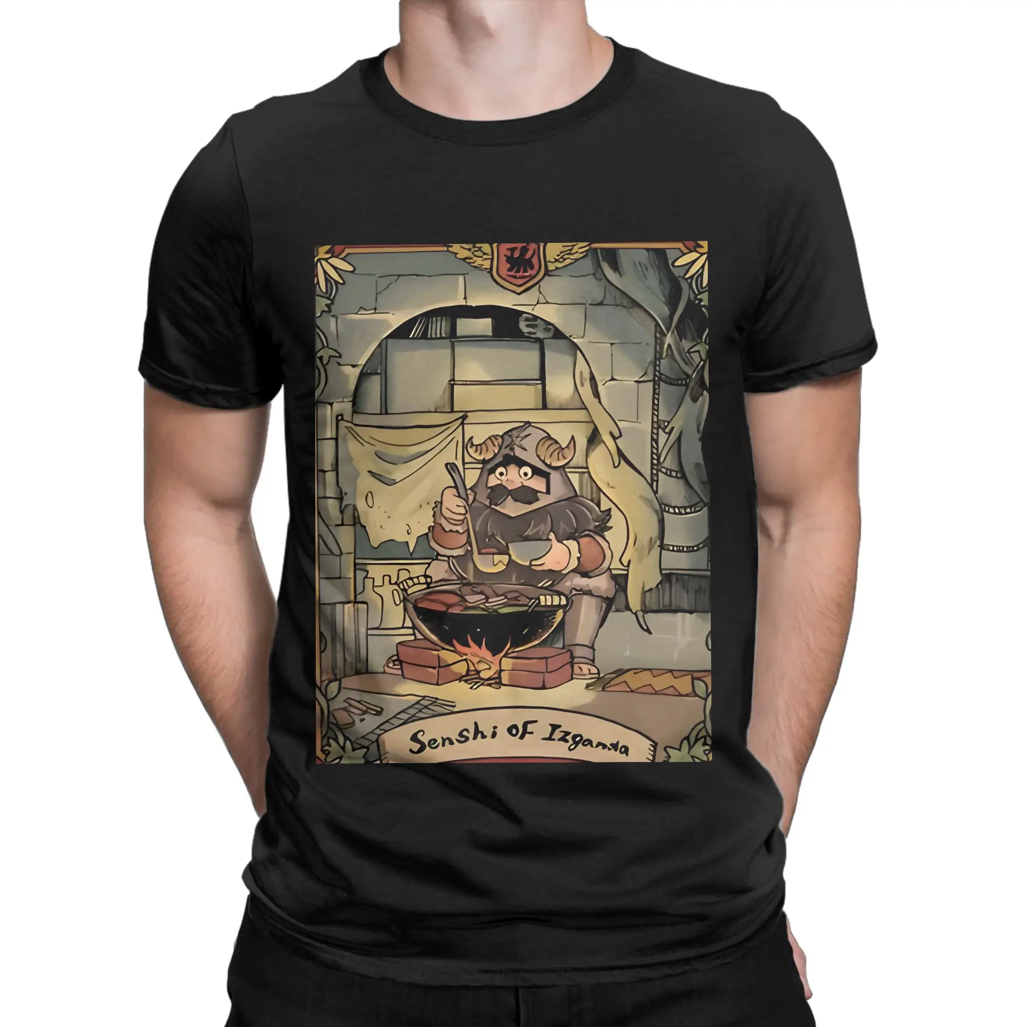 Dungeon Meshi   Delicious in Dungeon Senshi Cooking Graphic 100% Cotton T-Shirt Dungeon Meshi Tops Tees For Men