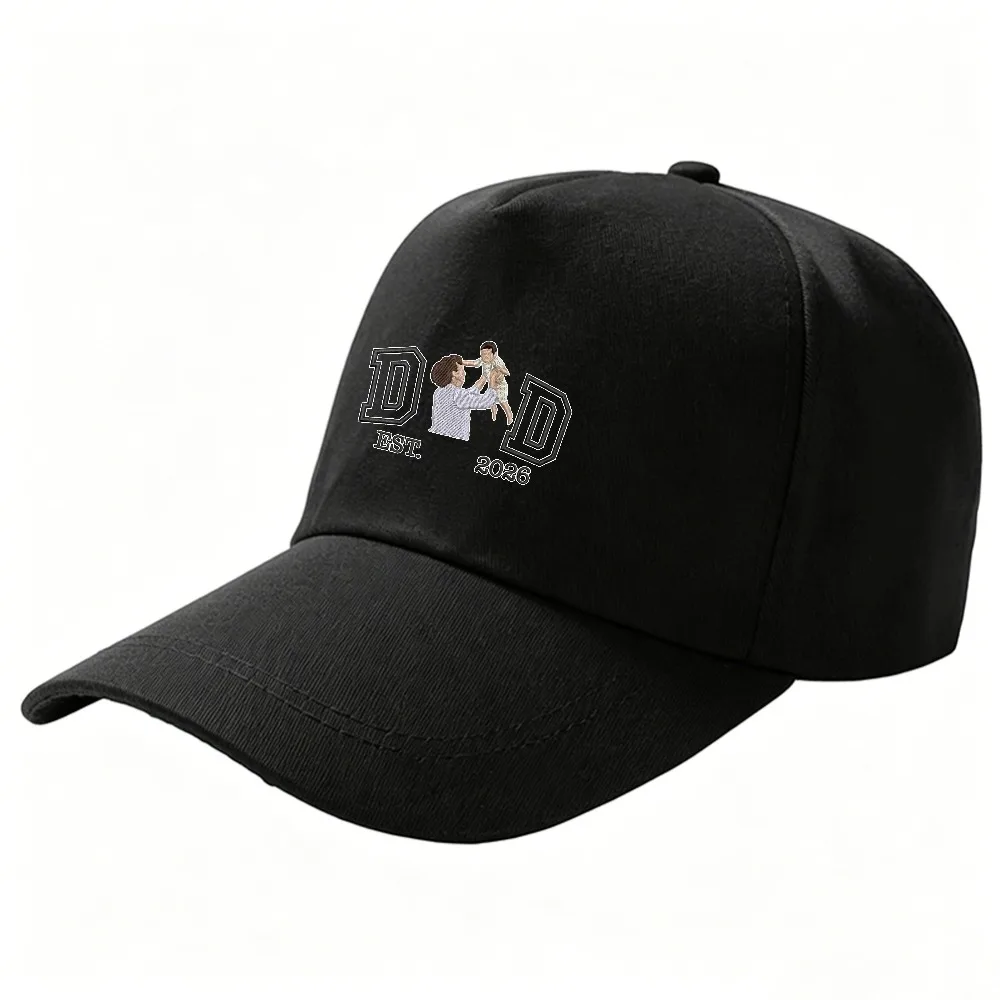 DAD EST 2026 Baseball Cap New Dad Graphic Hat Adjustable Cotton Casual Hat Father Baby Print Sun Hat Gift for First Time Dad