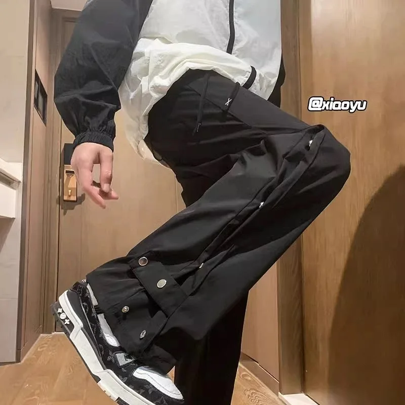 

Мужские повседневные брюки American Sle, расклешенные, для активного отдыха, с пуговицами, свободные, прямые, повседневные брюки